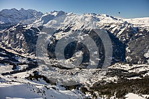 Wengen mountain village in the Bernese Oberland of central Switzerland. Part of the Jungfrauregion photo