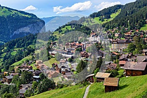 Wengen town in swiss Alps mountains, Switzerland