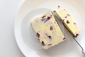 Wensleydale cheese with cranberries.