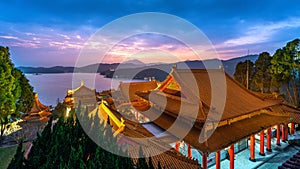 Wenwu temple and Sun moon lake at twilight, Taiwan