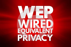 WEP - Wired Equivalent Privacy acronym, technology concept background