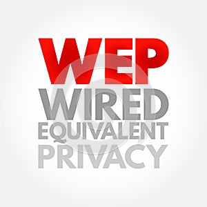 WEP - Wired Equivalent Privacy a security algorithm for 802.11 wireless networks, acronym text concept background