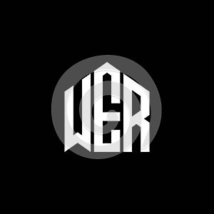 WER letter logo design on BLACK background. WER creative initials letter logo concept. WER letter design