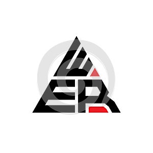 WER triangle letter logo design with triangle shape. WER triangle logo design monogram. WER triangle vector logo template with red