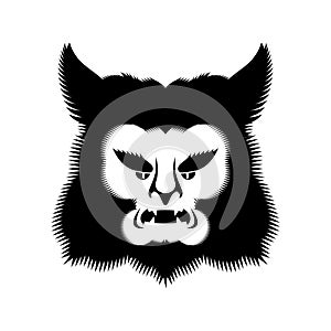 Werewolf face isolated. Wolf man head. werwolf Monster. wolfman monstrosity vector illustration