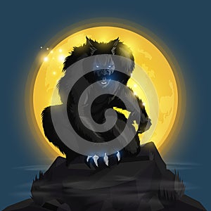 Werewolf and fullmoon photo