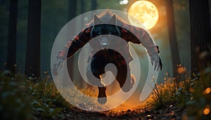 Werewolf in the Moonlight Forest
