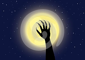 Werewolf's claws on a full moon background