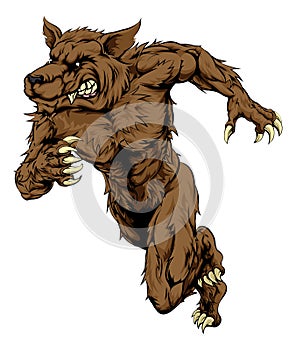 Werewolf or wolf mascot running