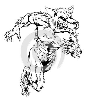 Werewolf wolf sports mascot running