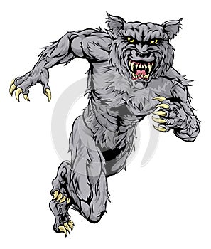 Werewolf wolf sports mascot running