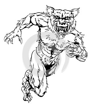 Werewolf wolf sports mascot running