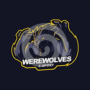 Werewolves e-sport gaming mascot logo template