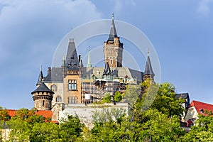 Wernigerode Castle over old town, Germany