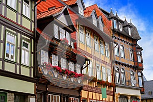 Wernigerode facades in Harz Germany Saxony