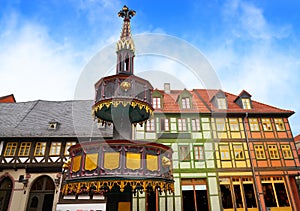 Wernigerode fountain in Harz Germany at Saxony