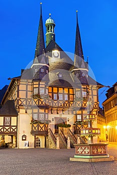Wernigerode, Market square and Town Hall, Harz, Germany