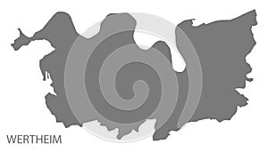 Wertheim German city map grey illustration silhouette shape