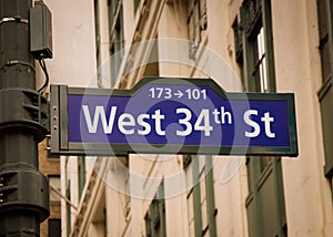 West 34th Street Sign