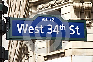 West 34th Street Sign in New York City