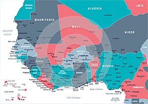 West Africa Map - Vector Illustration