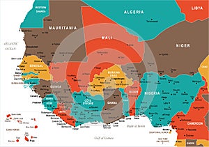 West Africa Map - Vector Illustration