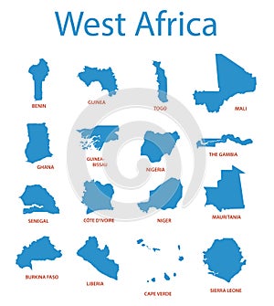 West africa - maps of territories - vector photo