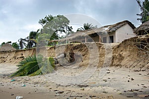 West Africa Republic of Guinea Bel Air beach with signs of recent gale