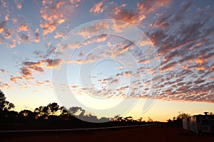 West Australian outback pipeline construction sunrise