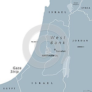 West Bank and Gaza Strip political map