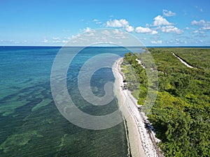West Bay aerial view of Beach in Grand Cayman close to 7 mile beach in the Cayman Islands