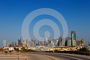 West Bay City skyline as viewed from The Grand Mosque Doha, Qatar