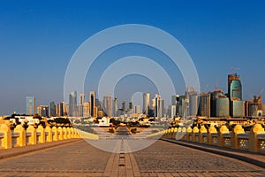 West Bay City skyline as viewed from The Grand Mosque Doha, Qatar