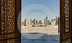 Doha, Qatar - View from the doors of The Grand Mosque in Doha