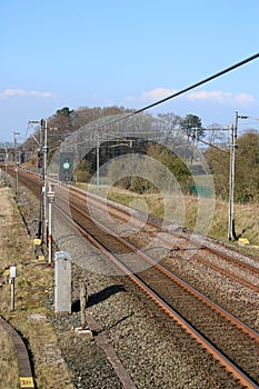 West Coast Main Line railway track in countryside