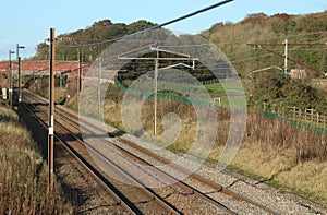 West Coast Main Line railway track countryside photo
