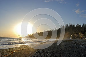 A west coast sunset near Tsusiat Falls on the West Coast Trail, Vancouver Island, Canada