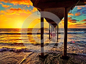 West Coast Sunset View of the Ocean Beach Pier in San Diego, California