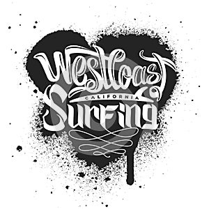 West coast Surfing Print for apparel