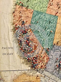 West Coast U.S. Map Pinned photo