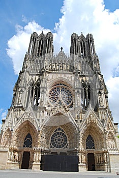 West door of Reims cathedral, recently restored