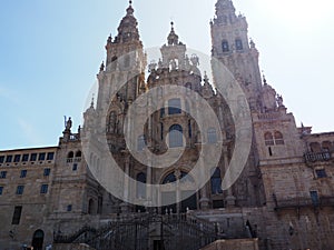 west facade of the cathedral of santiago de compostela, la coruna, galicia, spain, europe