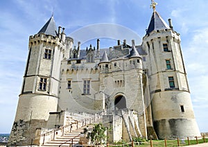 West facade and entrance to the castle of Saumur