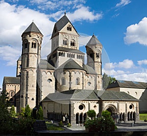 The west facade of Maria Laach abbey in Germany