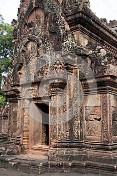 West facing door and pediment with Siva seated on the summit of Mount Kailasa on southern library at the 10th ce