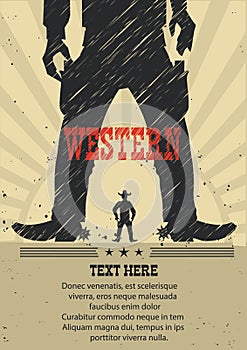 West gunfight poster for text.Vector illustration