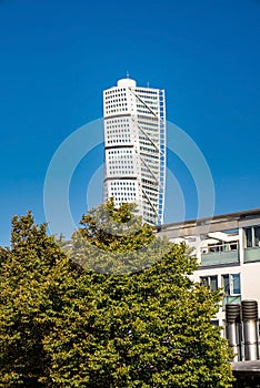 The west harbour area with the Turning Torso skyscraper in Malmo, Sweden.