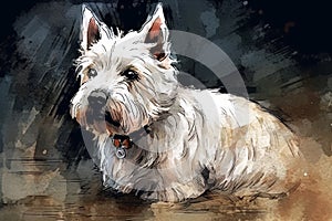 West Highland Terrier dark horse comic style