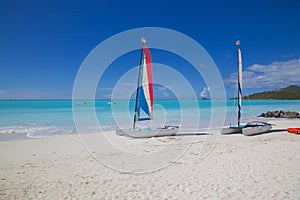 West Indies, Caribbean, Antigua, St Mary, Jolly Harbour, Beach & Hobie Cats photo