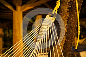 West Indies, Caribbean, Antigua, St May, Morris Bay, Hammock & Beach at Sunset